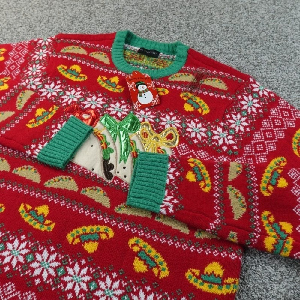 NEW Blizzard Bay Sweater Mens XL Red Christmas Holiday Taco Nordic Pullover Knit